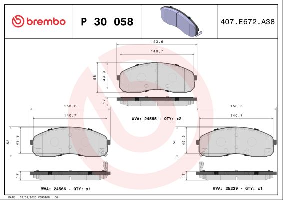 A.B.S. P 30 058 BREMBO Bremsbelagsatz, Scheibenbremse